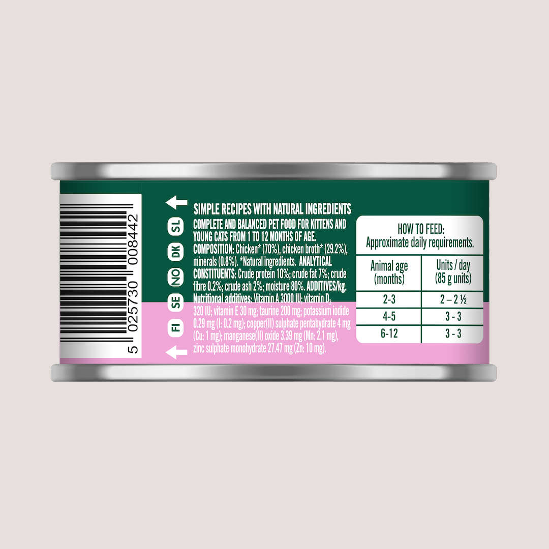 Nutritional additives (Per Kg) Vitamin A 3000IU Vitamin D3 320IU Vitamin E 30mg Taurine 200mg Potassium Iodide 0.2 mg Copper(Ii) Sulphate Pentahydrate 1 mg Manganese 2.1 mg Zinc Sulphate Monohydrate 10 mg